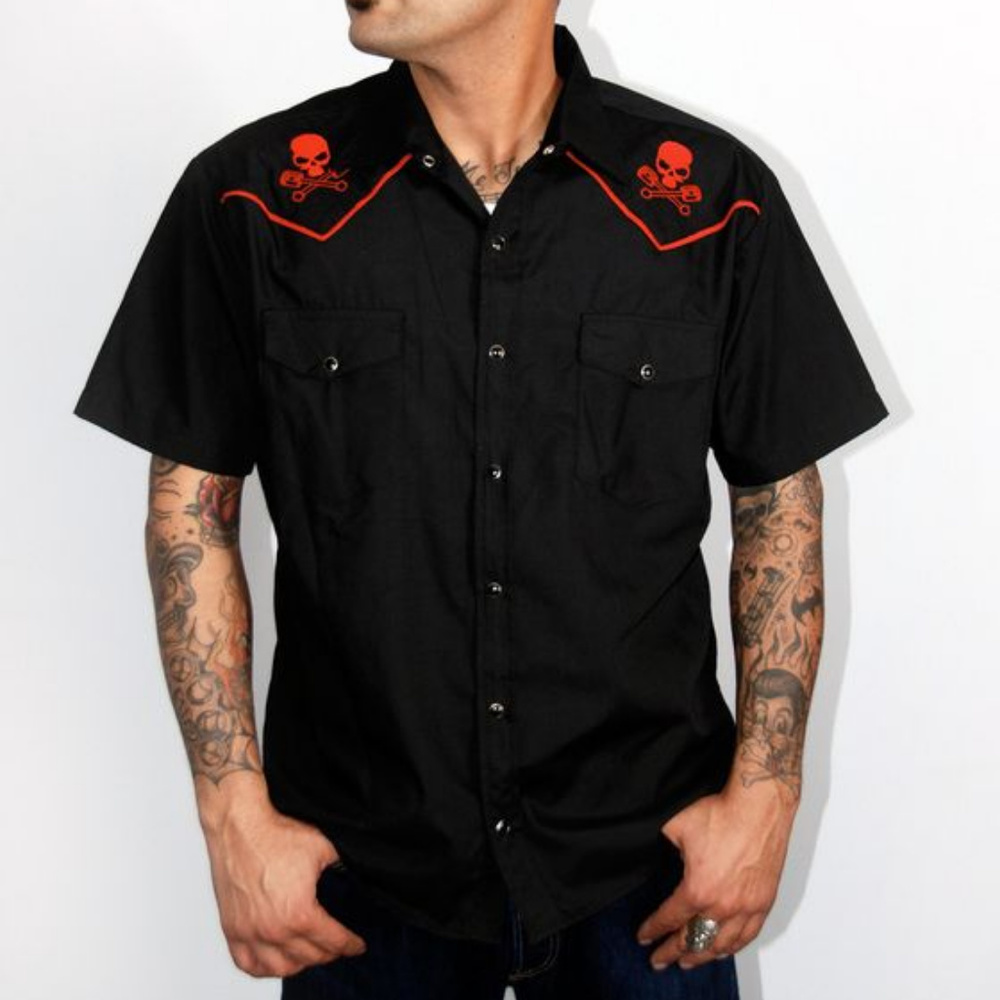Steady Clothing Skull and Piston Western Shirt